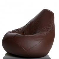 Fotoliu maro din piele eco, umplut cu perle de polistiren, BEANBAG