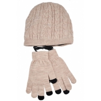 Set caciula si manusi Touchscreen pentru ecran tactil,marime universala,crem,Vivo,T3986 crem