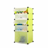 Dulap modular cu 5 compartimente de depozitare, din plastic, 108cm x 50cm  x 37cm Verde, FH-AW8418-5