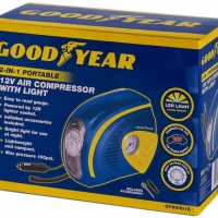Compresor auto portabil cu indicator analogic, 2 in 1 cu lumina LED, 12V, 100PSI, Goodyear, GY900016