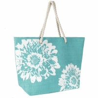 Geanta pentru plaja, turcoaz cu flori, 46 x 34.5 cm, Vivo, BB0865C