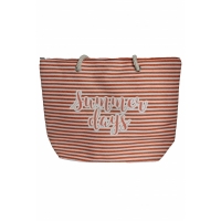 Geanta pentru plaja, cu dungi alb-portocaliu, Summer Days, 54 x 39 cm, Vivo, BB1020