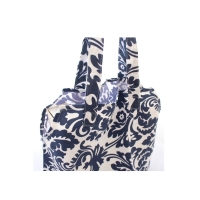 Geanta pentru plaja, cu flori, alb-albastru,  BB820, 46 x 47 cm, Vivo