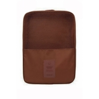 Geanta depozitare incaltaminte sau alte accesorii, maro, doua compartimente, 32 x 20 x 15 cm , Vivo, EJ1206