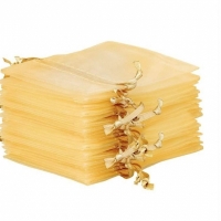 Saculeti organza, 8x11 cm, 25 bucati, Gold , OBAGMEDIUM