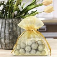 Saculeti organza, 8x11 cm, 25 bucati, Gold , OBAGMEDIUM