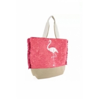 Geanta pentru plaja, cu flamingo, pink, 47 x 40 cm, BB1013