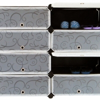 Dulap modular cu 8 compartimente de depozitare, din plastic, 45x35x17 cm, Negru, FH-AW12810-8