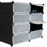 Dulap modular cu 8 compartimente de depozitare, din plastic, 45x35x17 cm, Negru, FH-AW12810-8