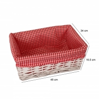 Cos depozitare cu husa, 45 x 34 x 16.5 cm, cos alb, husa patratele rosii, Vivo EJ2301LARGE-RED