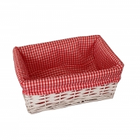 Cos depozitare cu husa, 45 x 34 x 16.5 cm, cos alb, husa patratele rosii, Vivo EJ2301LARGE-RED