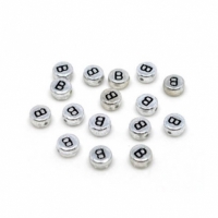 Margele acrlice cu litere rotunde, 7 mm, 100 bucati, Vivo AK701