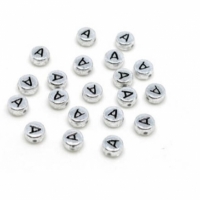 Margele acrlice cu litere rotunde, 7 mm, 100 bucati, Vivo AK701