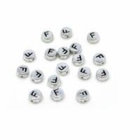 Margele acrlice cu litere rotunde, 7 mm, 100 bucati, Vivo AK701