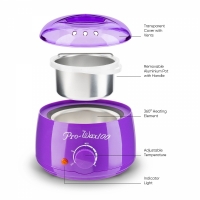 Set aparat incalzire ceara cu perle de ceara si spatule, mov, BH066