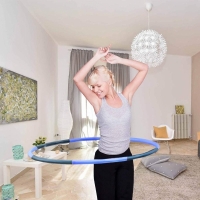 Cerc Hula Hoop pentru masaj si slabit, demontabil albastru/gri, 95 cm, 1.2 kg, 4301