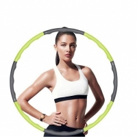Cerc Hula Hoop pentru masaj si slabit, demontabil, verde/gri, 95 cm, 1.2 kg, 4303