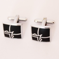 Set butoni camasa, stilat, Negru-Argintiu, patrat, Ryan Keeper, A6