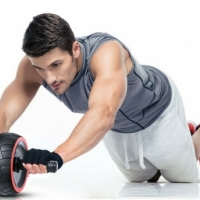 Roata abdominala cu covor pentru genunghi,Ab Roller, negru/rosu, FF032