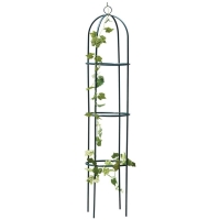Suport Flori pentru Gradina, Forma de Obelisc, din metal, 190 x 39 cm, verde inchis, Kingfisher, WGO