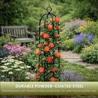 Suport Flori pentru Gradina, Forma de Obelisc, din metal, 190 x 39 cm, Kingfisher, WGO