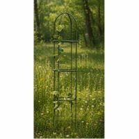 Suport Flori pentru Gradina, Forma de Obelisc, din metal, 190 x 39 cm, verde inchis, Kingfisher, WGO