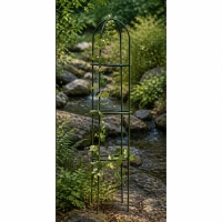Suport Flori pentru Gradina, Forma de Obelisc, din metal, 190 x 39 cm, verde inchis, Kingfisher, WGO