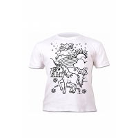 Set doua tricouri de colorat, Unicorn si Om de zapada, 6 carioci lavabile, 5-6 ani, 116 cm, Splat Planet