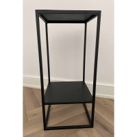 Etajera metalica pentru ghiveci cu 2 rafturi, negru, 35 x 35 x 76 cm, 011