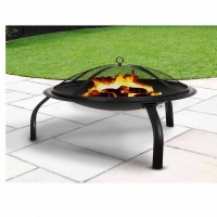 Vatra de foc rotund 54 x 37 cm, negru, otel, BB-CH712