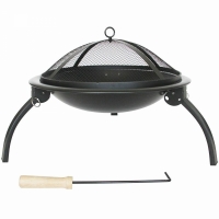 Vatra de foc rotund 54 x 37 cm, negru, otel, BB-CH712