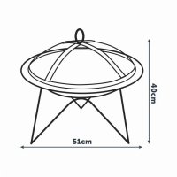 Vatra de foc rotunda Messina, 51 x 40 cm, otel, negru, 7846