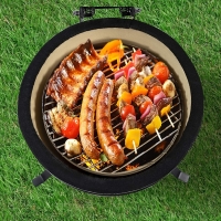 Gratar Kamado gradina, grill rotund, ceramic, cu capac, 44 x 55 cm, BBQ-13
