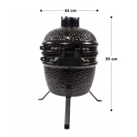 Gratar Kamado gradina, grill rotund, ceramic, cu capac, 44 x 55 cm, BBQ-13