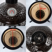 Gratar Kamado gradina, grill rotund, ceramic, cu capac, 44 x 55 cm, BBQ-13