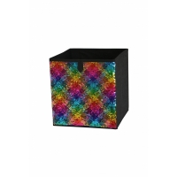 Cutie textil pliabila pentru depozitare, cu paiete multicolor , 27 x 27 x 28 cm, 8102