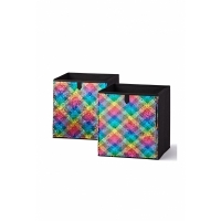 Cutie textil pliabila pentru depozitare, cu paiete multicolor , 27 x 27 x 28 cm, 8102