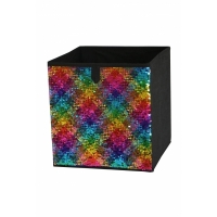 Cutie textil pliabila pentru depozitare, cu paiete multicolor , 27 x 27 x 28 cm, 8102