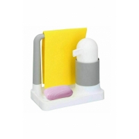Dozator de sapun cu suport pentru burete, alb/gri, 12652