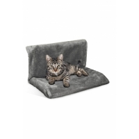 Culcus pentru pisici cu prindere pe calorifer, tip hamac, 45 x 31 x 24 cm, gri inchis, BH078