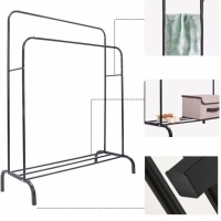 Suport dublu pentru haine si pantofi, 141.5 x 56 x 109 cm, otel, negru, Vivo, CR400