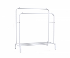 Suport dublu pentru haine si pantofi, 141.5 x 56 x 109 cm, otel, alb, Vivo, CR400