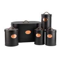 Set 5 cutii depozitare pentru bucatarie din metal, negru, Bright & Homely, BH088