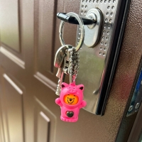 Breloc figurina cu schimbare a fetei, Cartoon Face, 4 cm, roz, Vivo, FIGURINA-PINK