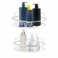 Set 2 rafturi de colt pentru baie din otel inoxidabil, 2 marimi, argintiu, Vivo, 86775