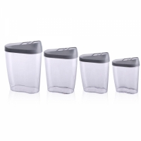 Set 4 cutii depozitare cereale, Alpina, 0,45L, 0.6L, 0.85L si 1,25L, gri, 24996