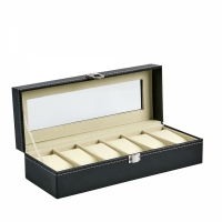 Cutie eleganta pentru organizare ceasuri, cu 6 compartimente, negru, 30 x 11 x 8 cm, bright & homely, BH168