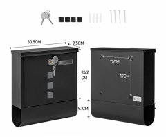 Cutie postala exterior, cu 2 chei, negru, 30, 5 x 9, 5 x 34 cm, Vivo, WMB020B
