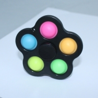 Breloc Fidget Spinner/Pop It, antistres, negru cu 5 buline colorate, 8 cm, Vivo, FIDGET-BLACK