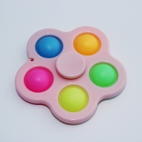 Breloc Fidget Spinner/Pop It, antistres, roz cu 5 buline colorate, 8 cm, Vivo, FIDGET-PINK